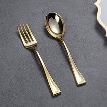 Disposable fork golden dessert spoon imitation stainless steel mini spoon plastic fork fruit fork electroplated silver individually packaged