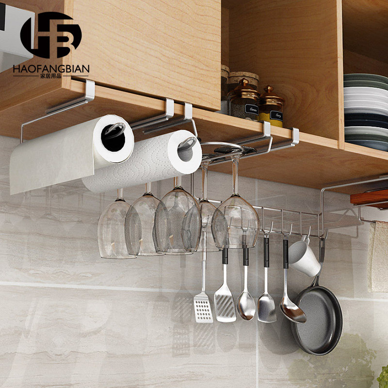 Cabinet hanging kitchen rack Cutting board rack Multi-function cabinet door rack Wall-mounted storage wine glass rack Hanging cutting board pot