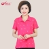 City Demei mùa hè mới cotton giản dị áo thun thể thao ngoài trời tập thể dục ve áo in áo sơ mi nữ tay ngắn - Áo phông thể thao Áo phông thể thao