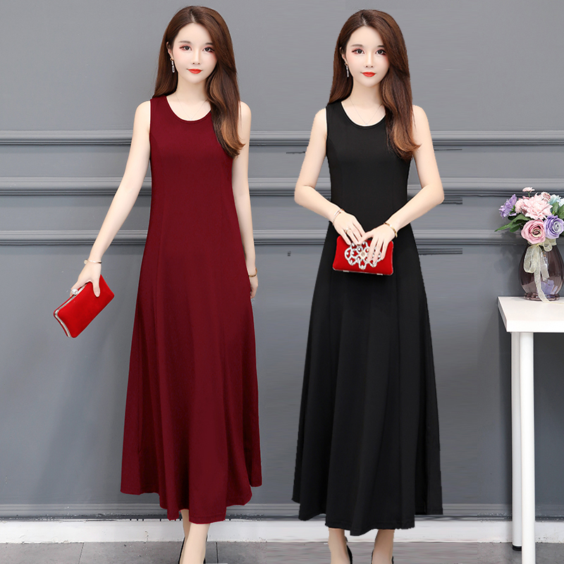 Modal Dress for Women, Mid-Length, Summer, Waist-Cinching, Plus Size, Loose, Sleeveless, Camisole, Inner Layer, Base Dress