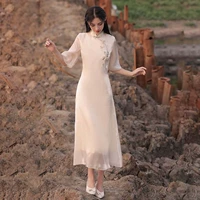 Летнее элитное легкое ципао, светлый стиль, 2023, китайский стиль