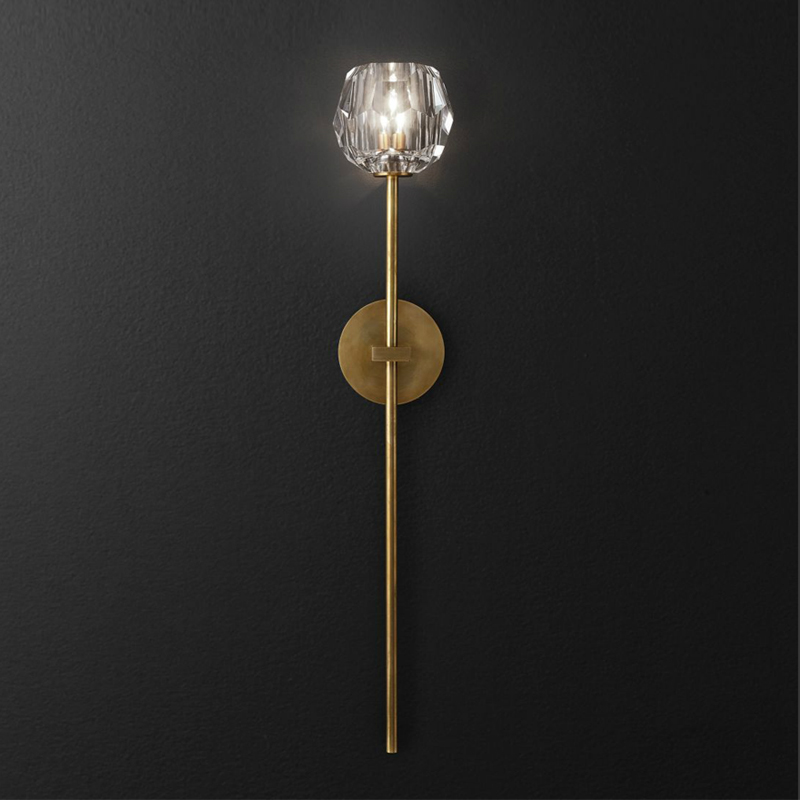 Post-modern American Simple Nordic Villa Hotel Model Room Backwall Aisle Crystal Wall Lamp Mirror Headlight