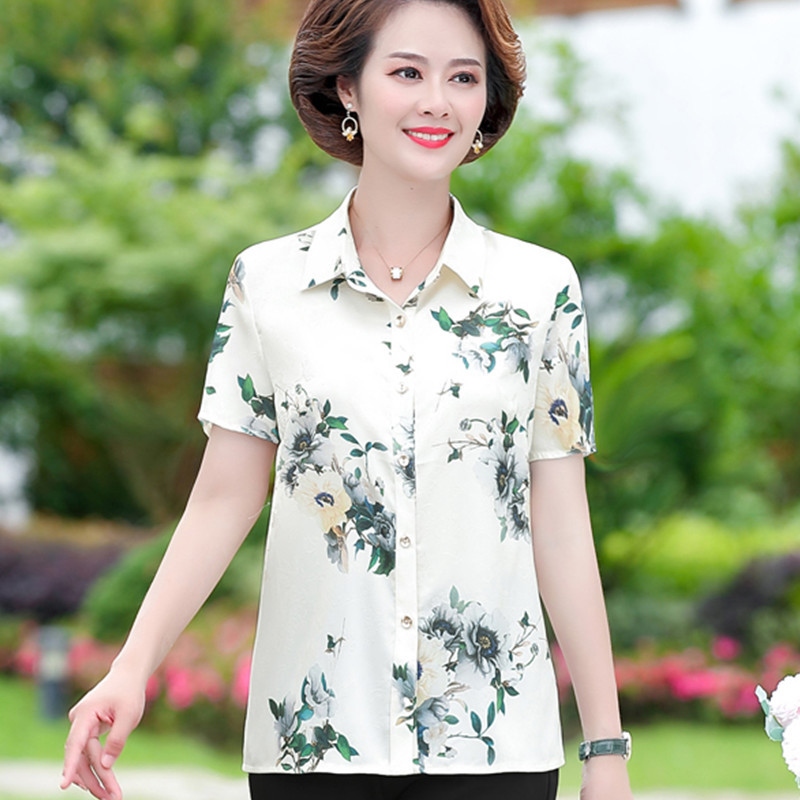 Mom's Summer Tops, Short-Sleeved T-Shirts, Shirts for Women, Stylish Middle-Aged and Elderly Grandma Shirts, 50-60 Year Old Elderly Shirts Mom's Summer Tops, Short-Sleeved T-Shirts, Shirts for Women, Stylish Middle-Aged and Elderly Grandma Shirts, 50-60 Year Old Elderly Shirts