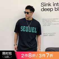 Xu Too Wave Card T-Shirt Male Short Sleeve Summer Round Collar Pure Cotton Casual Loose Port Wind Printed Ins Tide Fluid Shirt