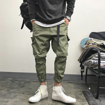 Xu Tai Lang 2021 spring new casual pants mens trend American tooling wash pocket solid color wild ankle-length pants