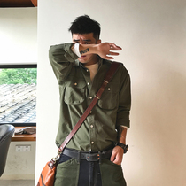 Xu Talang 2021 Autumn New American-style Yu Wenle tooling mens solid color three-dimensional pocket long sleeve shirt tide clothes