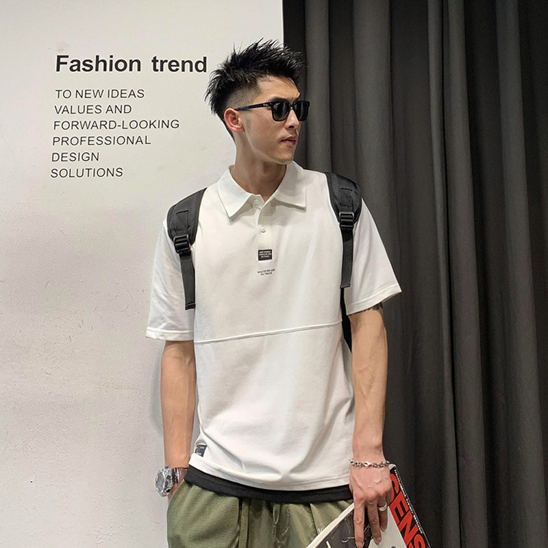 Xu Taiwang Men Fix Polo Shirts Short Sleeve Street Fashion Casual Fashion American Tide Pure Color T-shirt