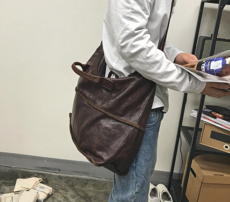 Xu Tylang @ Original Designer Retro Japanese Antique Joker Men's Head Leather One Shoulder Satchel Leather