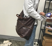 Xu Tailang @ original designer retro Japanese ancient wind Joker mens head layer cowhide shoulder bag leather leather