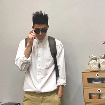 Xu Talang Men Long Sleeve Cotton Shirt Japanese Casual Solid Color base shirt ins Cuffs Embroidered Shirt Jacket