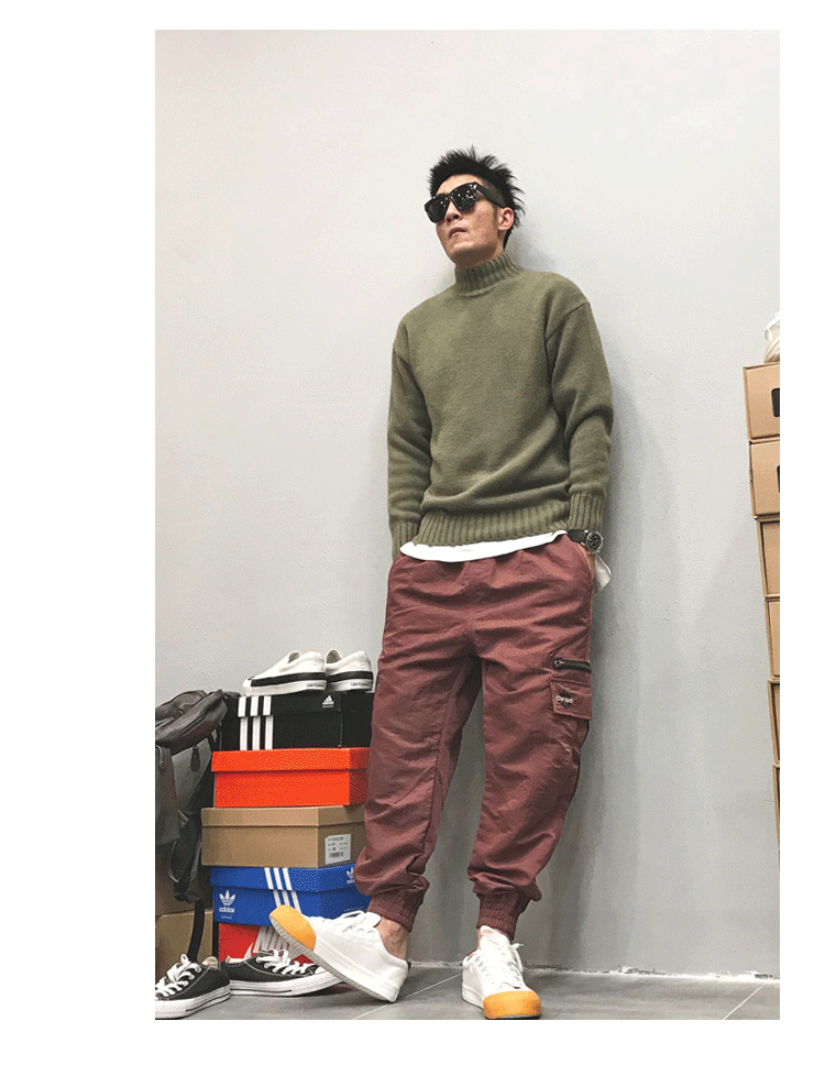 Mùa xuân và mùa thu Nhật Bản Tide Casual Áo len cao cổ nam giới bf Harajuku Thanh niên áo len cao cổ áo đôi nữ bạn thân
