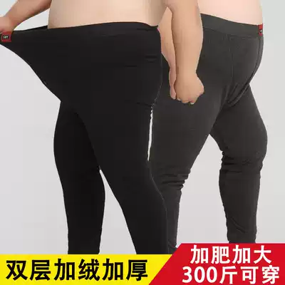 Men's double-layer plus velvet thickening large size warm pants plus fat increase middle-aged high-waisted cotton pants 300kg extra-large
