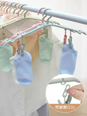 Travel portable folding hanger multifunctional magic plastic telescopic clothes rack hanger with clip set