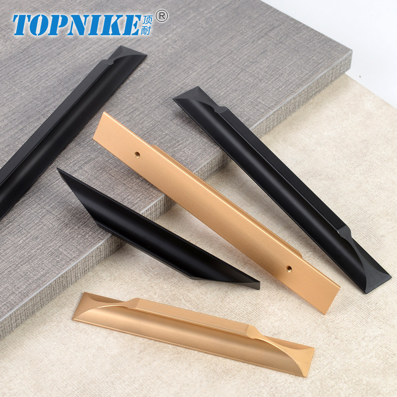 Top resistant modern light and luxurious minimalist drawers handle the kitchen?Car integral cupboard wardrobe door knob golden black aluminum alloy