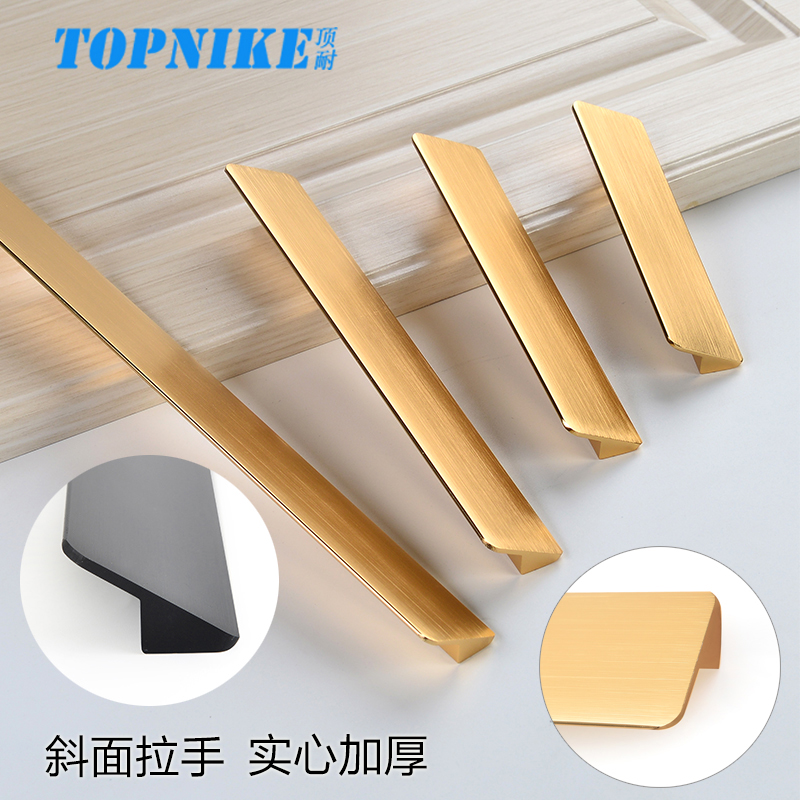 Top resistant to modern light and luxurious overall cabinet handle?Furniture Closet Wardrobe Drawers Doorknob Golden Black Flat Diagonal Shape