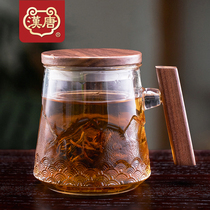 Han Tang glass cup with lid tea cup tea water separation kung fu tea glass household belt office thermos cup