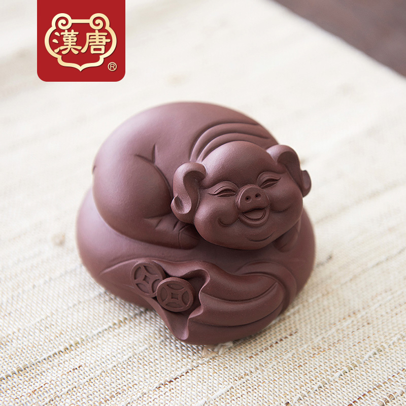 Han and Tang Zisha tea pet ornaments can raise famous handmade money bags Lucky pig tea play tea tray Tea set Tea ceremony accessories