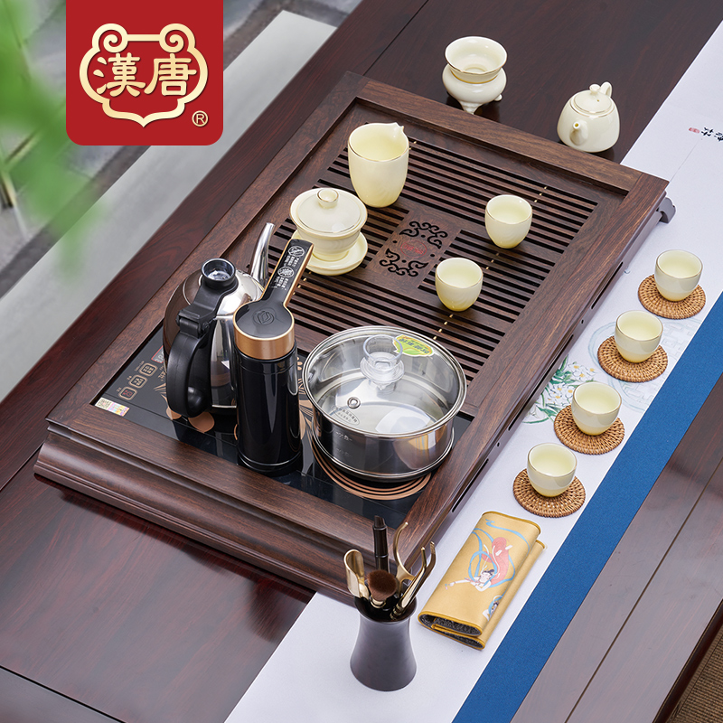 Han and Tang tea set Solid wood tea tray Household tea table Suxin drawer tea sea kettle One-piece Kung Fu Tea set