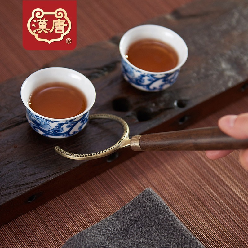Han and tang dynasties kung fu tea taking with zero manual wood size any zinc alloy tea cup fork fork cup tea saucer