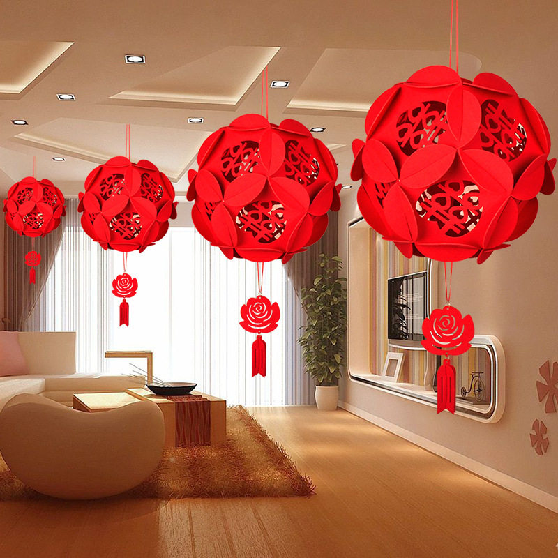 Wedding supplies happy word lantern creative hydrangea wedding non-woven cloth bra flower hanging basket wedding wedding room flower ball