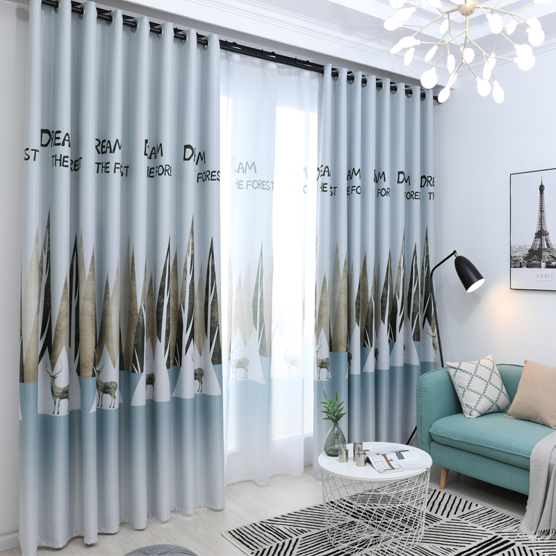 Customized bedroom curtains Nordic simple full shade bay window living room children's room 2020 new heat insulation sunscreen