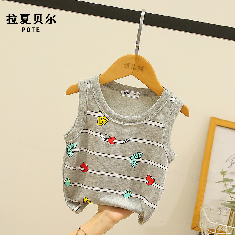Lashabel Children's Summer Vest 2021 Child's Pure Cotton Sleeveless T - shirt Boy's Top Sheet thin 1 - 5 years old