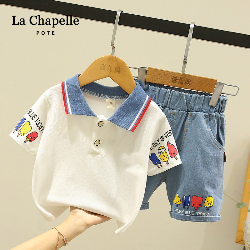 Lashabel baby children's summer dress boy summer sleeve suit 2022 new girl baby sports two pieces of gas