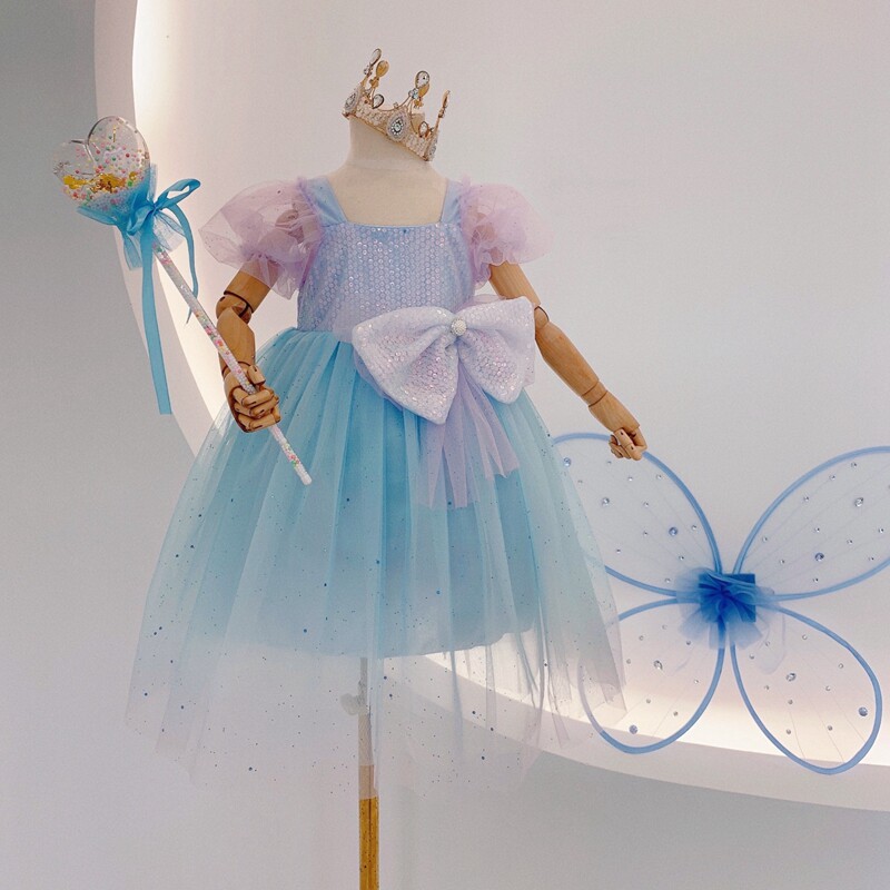 Six-1 Children Performance Dress Fairtale Fairy Dress Fairdress Girl Butterfly Wings Pompeo Nets Dress