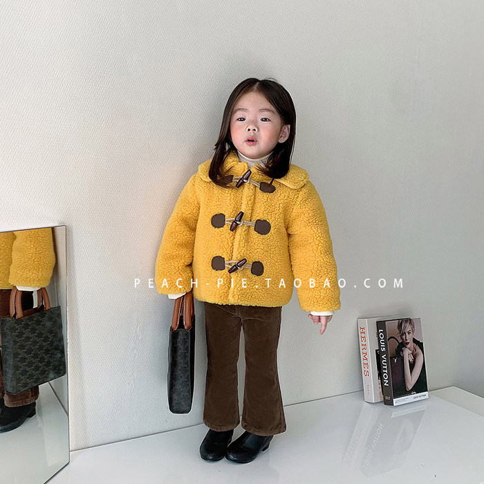 Clear Cabin Spot Peach Pie South Korea Boy Clothing 2020 Winter College Wind Sheep Corner Button Girl Plush Thick Coat 331