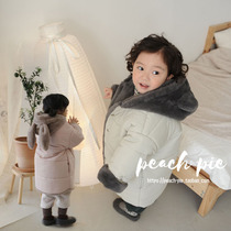 Clearance spot peach-pie Korean childrens clothing 2020 Winter edge hooded cartoon ears wear plus velvet clothes on both sides 35