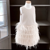  Spot high-end{Peach pie}Korean childrens clothing 2020 autumn and winter childrens woolen feather sundress girls 115