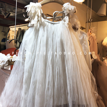  {Peach pie}Korean childrens clothing high-end 2021 Spring girls super fairy feather suspender princess yarn skirt 115