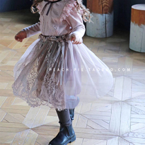  Clearance spot Peach-pie Korean childrens clothing winter thick fairy lace childrens and girls plus velvet culottes 335