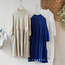  Clearance spot Peach-pie Korean Childrens clothing 2021 Spring Girls literary loose tencel cotton dress 321