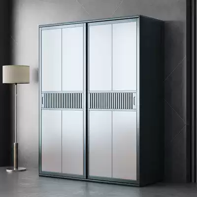 Modern simple light luxury sliding door home bedroom storage sliding door cabinet combination log environmental protection solid wood large wardrobe