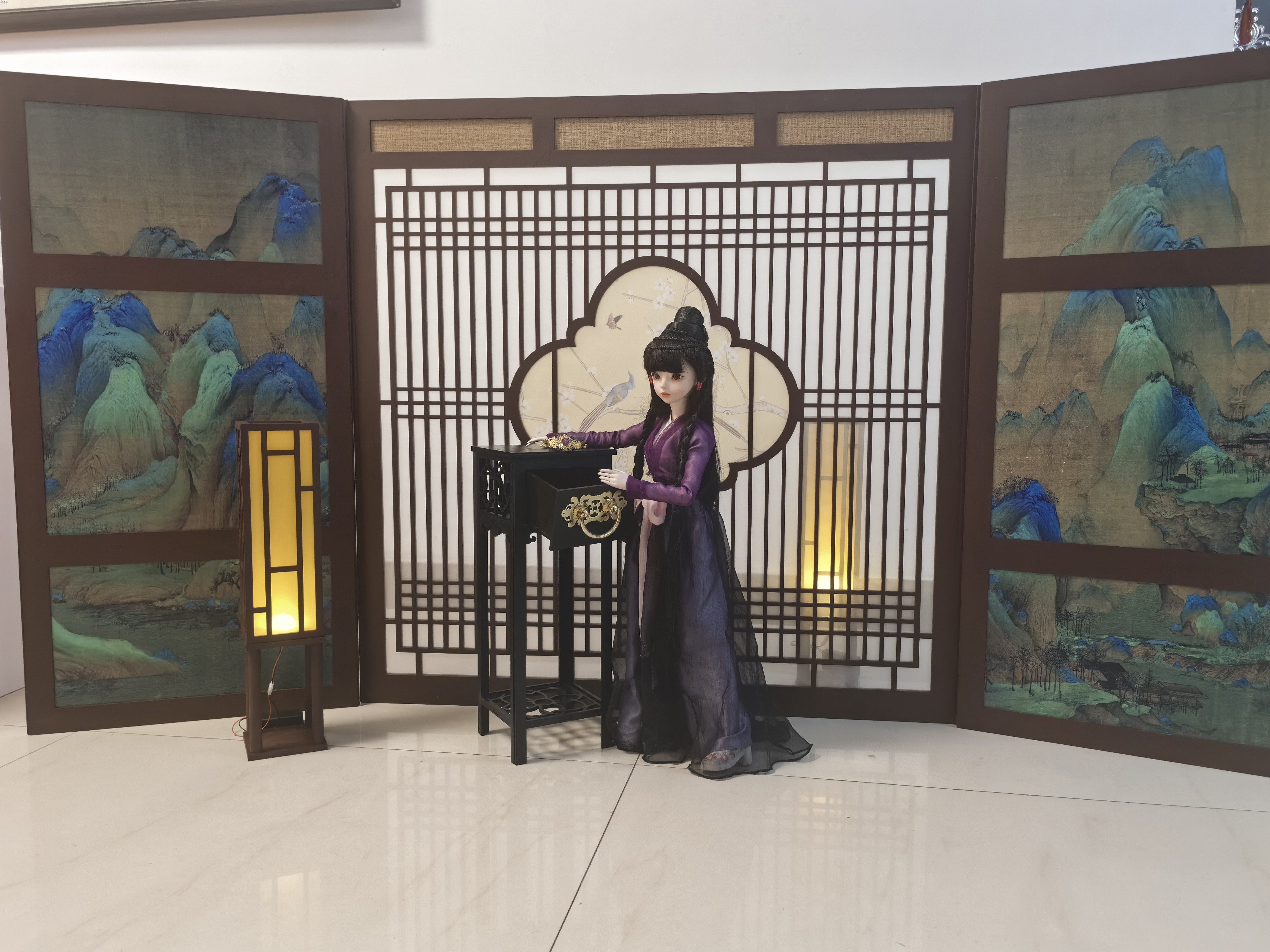 bjd场景道具娃屋 三分四分娃大叔古风床 bjd罗汉床 叔体床榻 4分bjd娃用古风家具