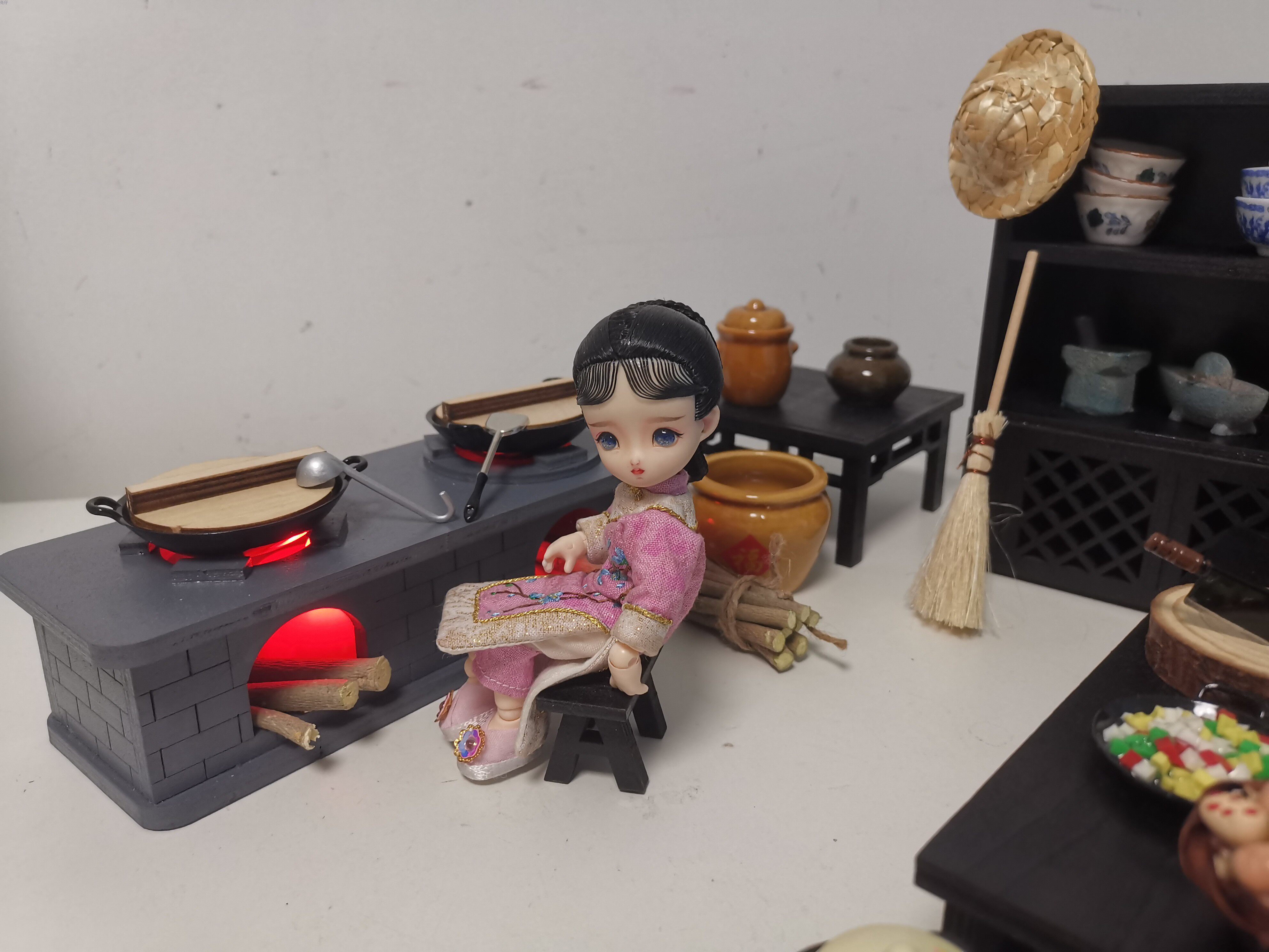 bjd场景道具娃屋 12分娃用厨房 食玩配件摆件家具厨具炉灶 灶台