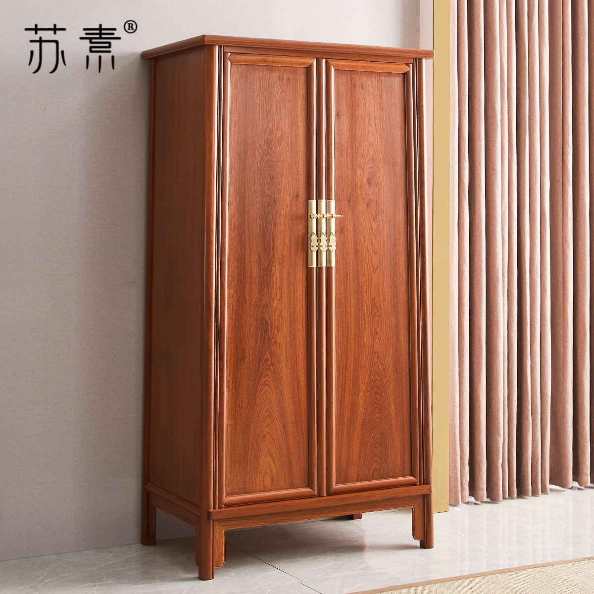 Susu Private custom \Ming type red wood round cabinet 1 8 m Wang Shixiang Burmese Flower Noodle Cabinet locker