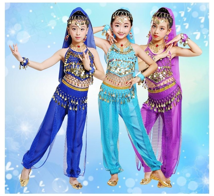 Special price India dance to serve children's new young children Xinjiang belly leather dance suit girls Tianzhu ethnic performance clothes