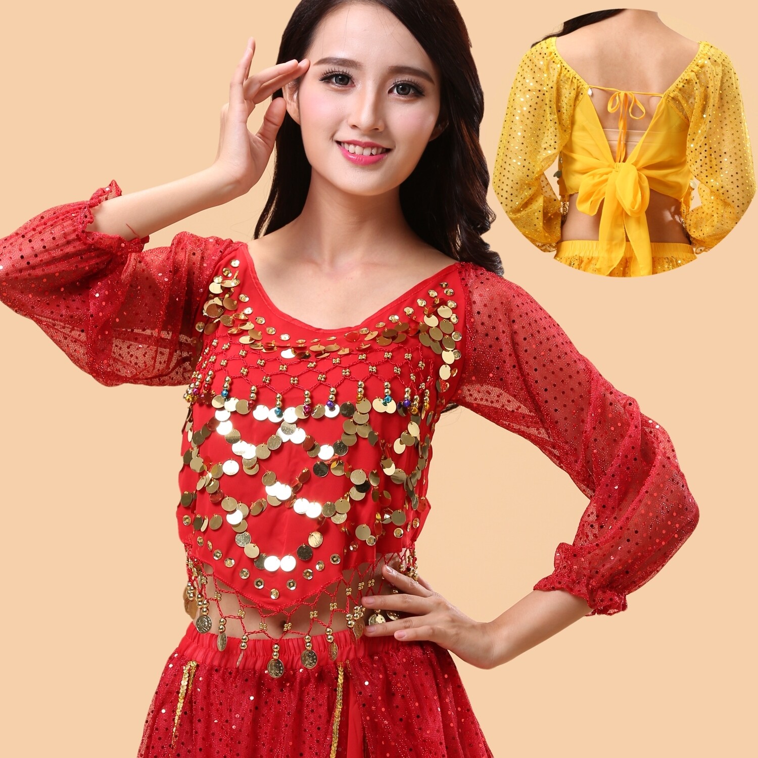 Special Indian dance lantern chili long sleeve dance performance clothing belly dance jacket spring and summer long sleeve practice new