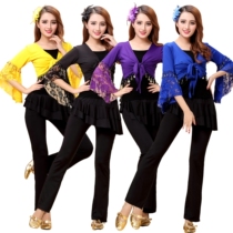 Square dance costume suit new lace outer shawl long-sleeved culottes large size dance clothes dance clothing summer