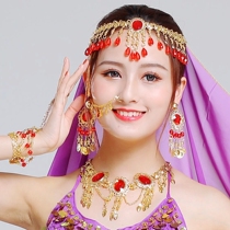 Belly Dance Accessories Ethnic dance Headdress Brow pendant Indian dance costume Head pendant Water drop gemstone head chain