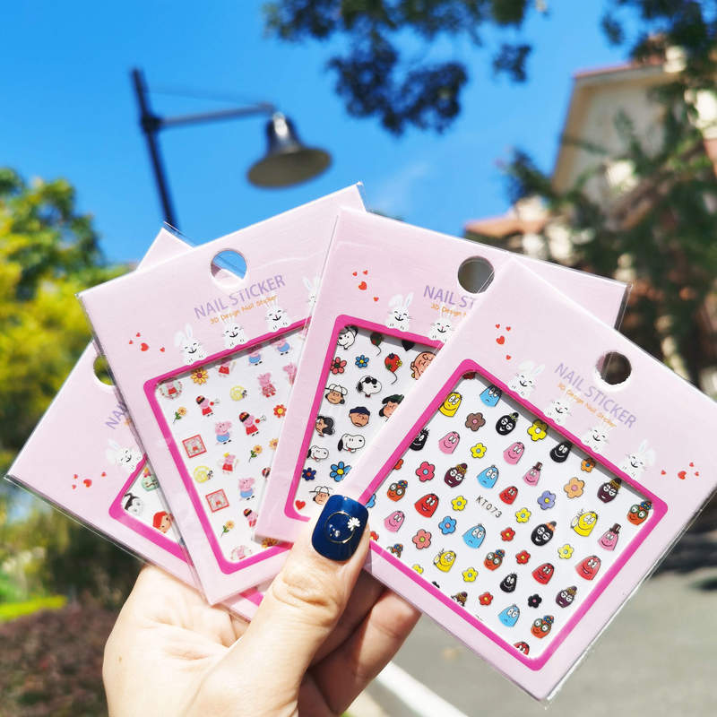 Children's Nail Stickers Cute Adhesive Waterproof Princess Cat Minion Hyuna Style Cartoon Xiaohongshu Japanese Style