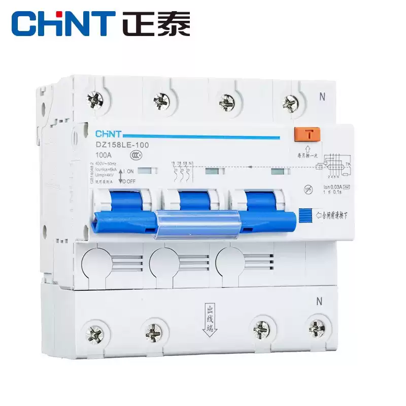正泰空气开关 漏电断路器 DZ158LE 3P 100A空气开关 总电闸短路保护