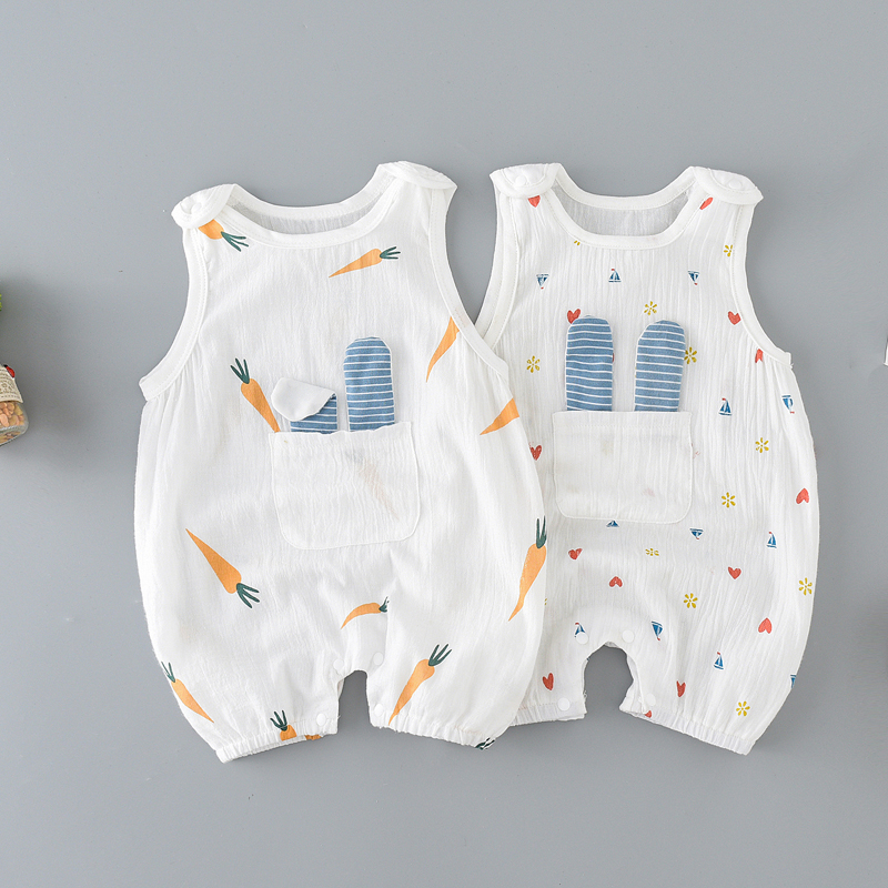 Newborn baby clothes Early childhood Summer clothing Lions for men and women pure cotton net red air conditioning Bab pyjamas pyjamas