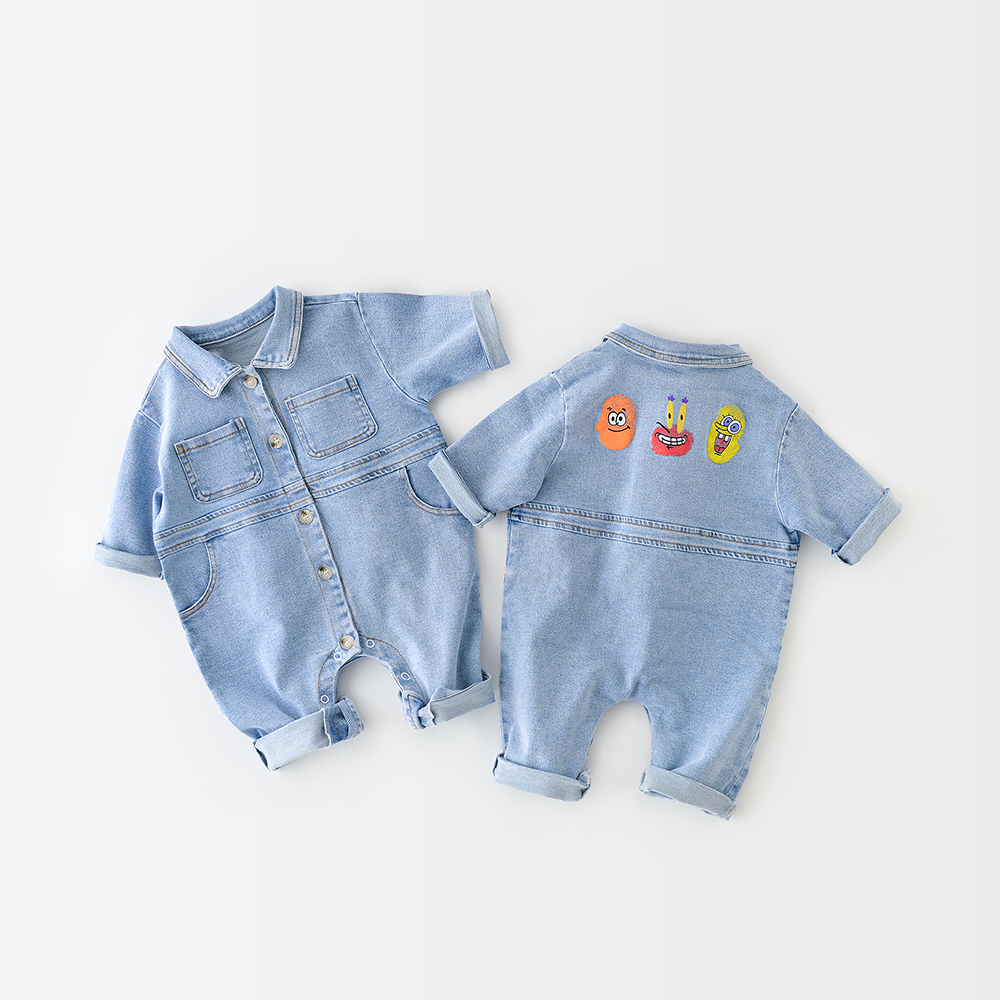 Newborn baby clothes baby autumn clothes cute super western style one-piece soft denim go out romper spring and autumn Korean version autumn