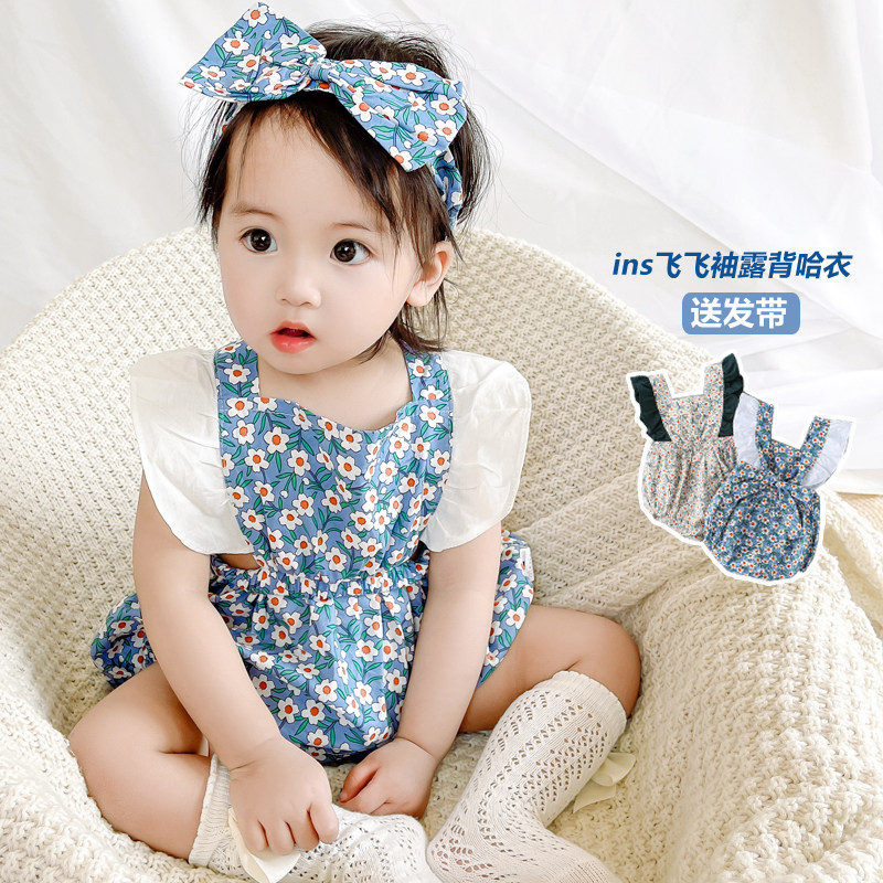 ins baby triangle ha clothes toddler summer clothing female one-piece cute princess thin section super cute bag fart summer summer