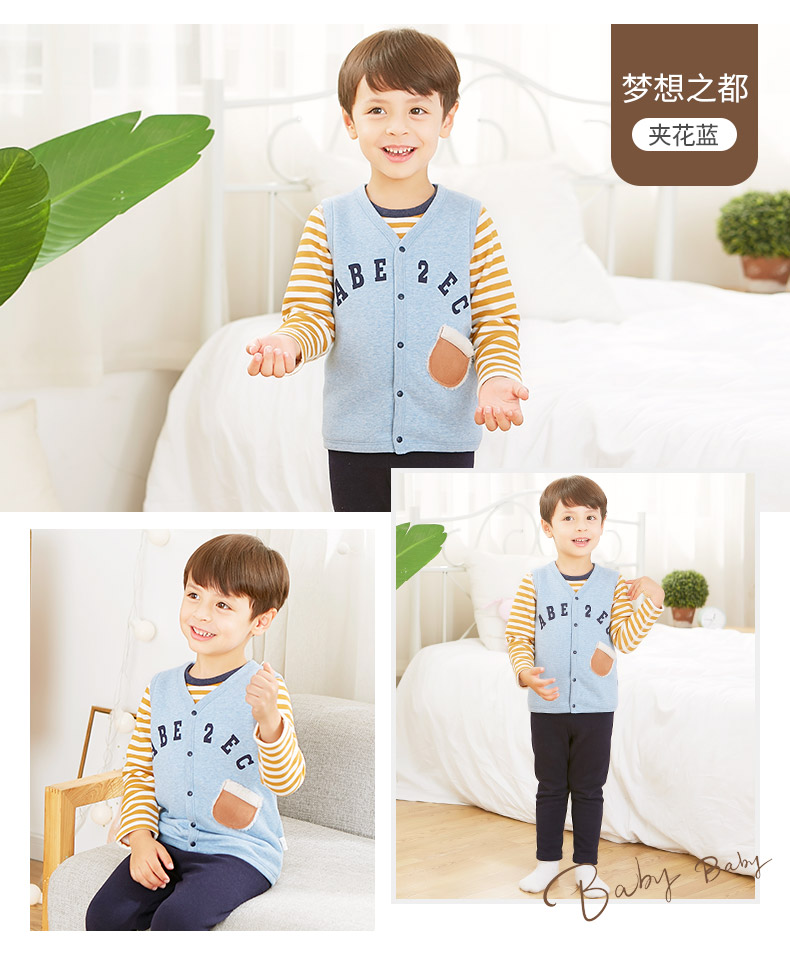 Laila boy cộng với vest nhung Xiaozhong big boy mùa thu và áo len mùa đông cho bé vest ấm 1-10 tuổi gile lông sang chảnh bé gái