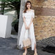 Dress 2024 summer ໃຫມ່ສີແຂງ, ແອວສູງ slim chiffon ຍາວກາງ, ແບບເກົາຫຼີ temperament fairy suspender dress