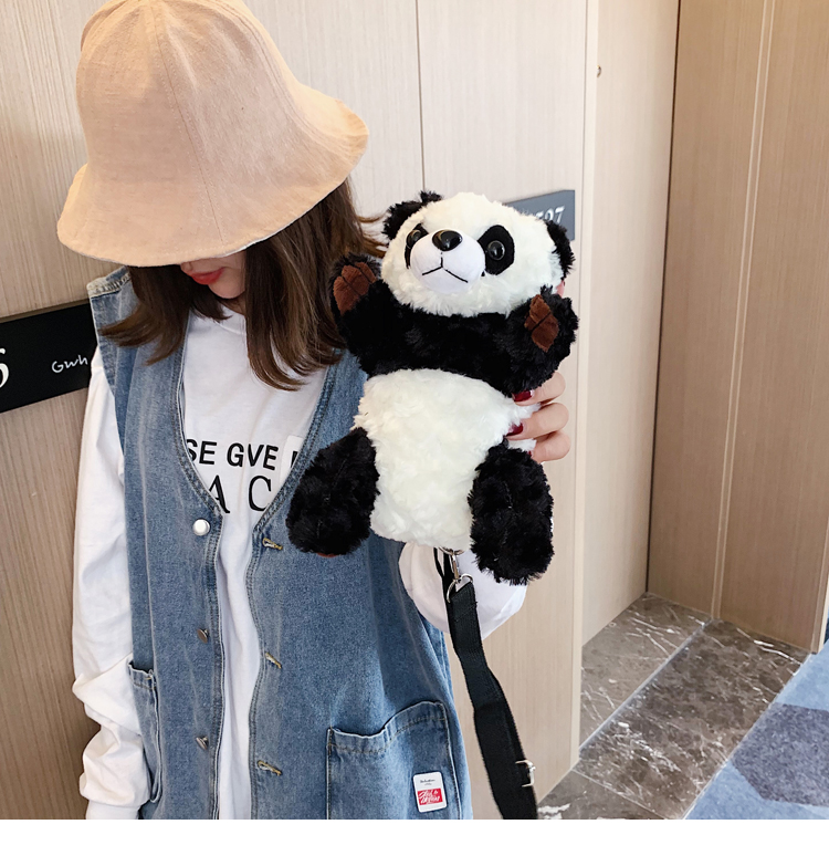 Femmes Moyen Coton Panda Mignon Profilé Fermeture Éclair Sac Bandoulière display picture 10